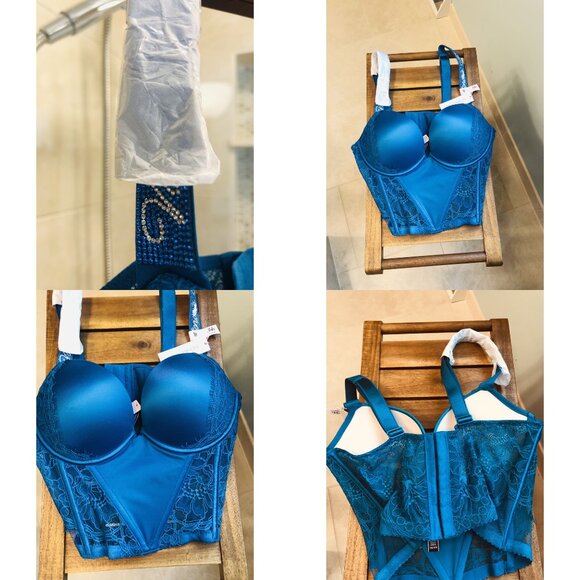 Victoria's Secret Corset Lace Push-Up 34B Very Sexy Collection Blue NWT - Picture 2 of 11
